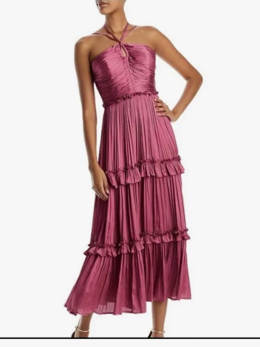 Aqua Strappy Ruched Midi Dress